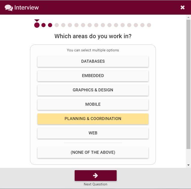 Project Pad Interview Dialog to create Profile